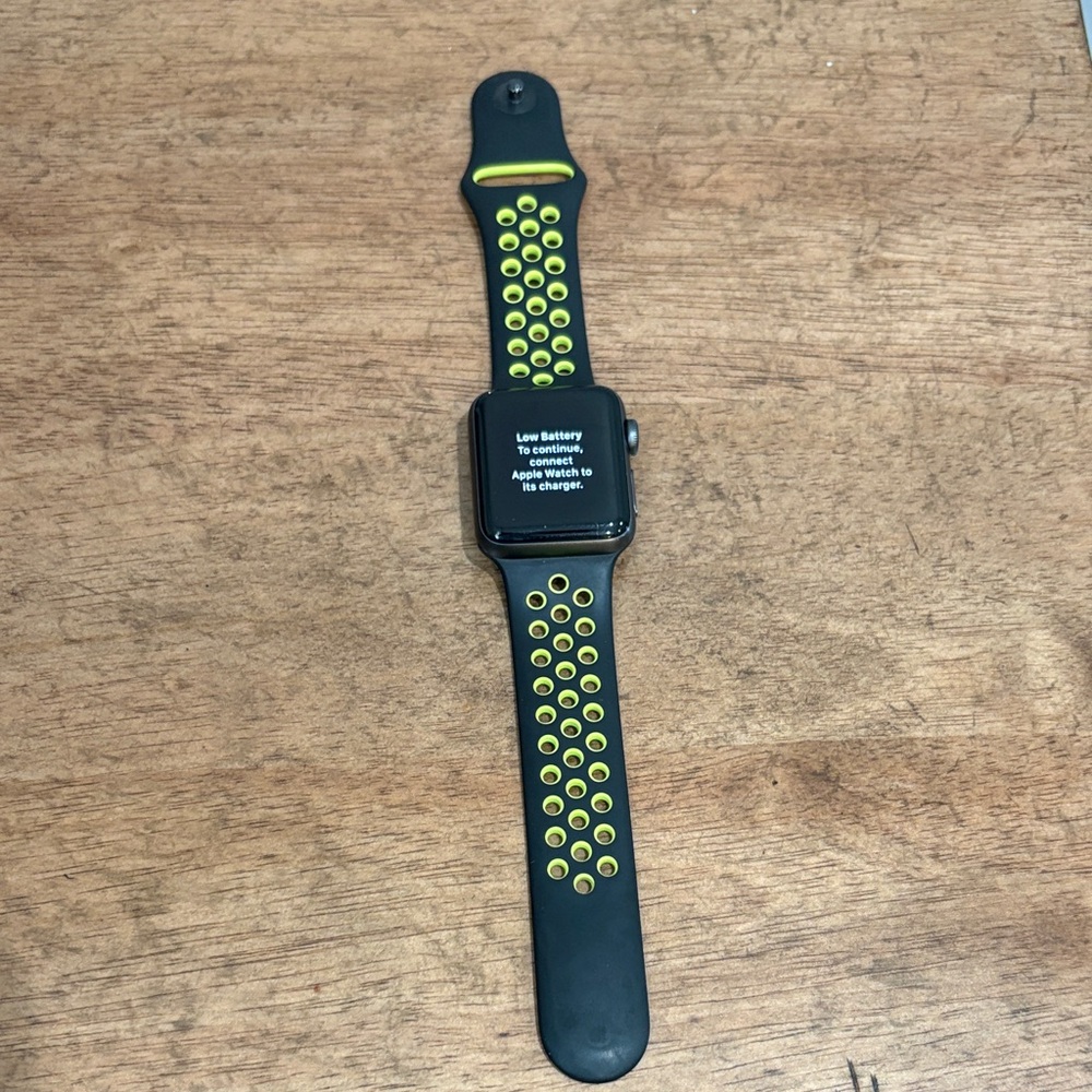 Apple Smartwatch with Black and Yellow Band